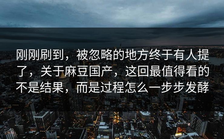 刚刚刷到，被忽略的地方终于有人提了，关于麻豆国产，这回最值得看的不是结果，而是过程怎么一步步发酵