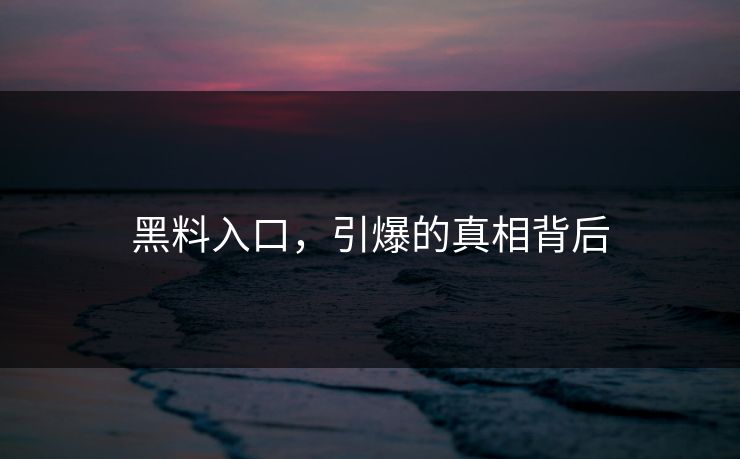 黑料入口，引爆的真相背后