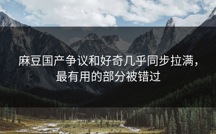 麻豆国产争议和好奇几乎同步拉满，最有用的部分被错过