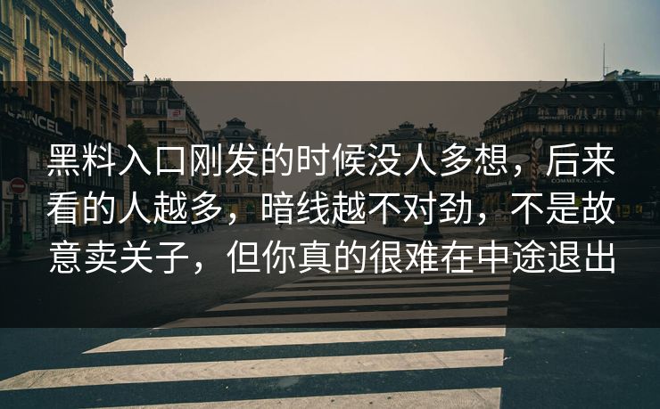 黑料入口刚发的时候没人多想，后来看的人越多，暗线越不对劲，不是故意卖关子，但你真的很难在中途退出