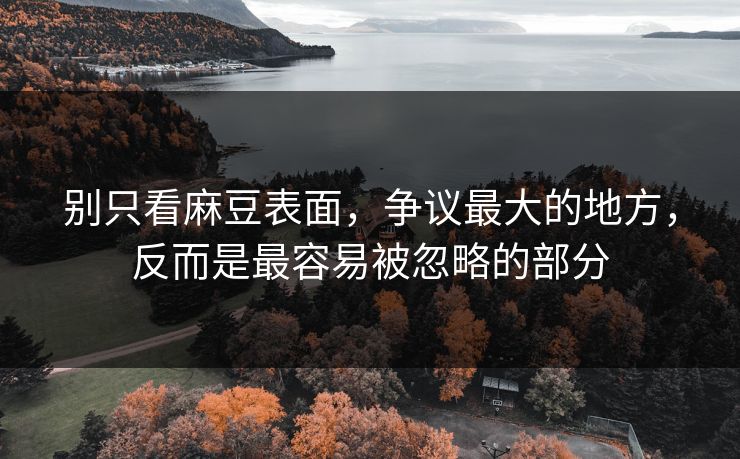 别只看麻豆表面，争议最大的地方，反而是最容易被忽略的部分
