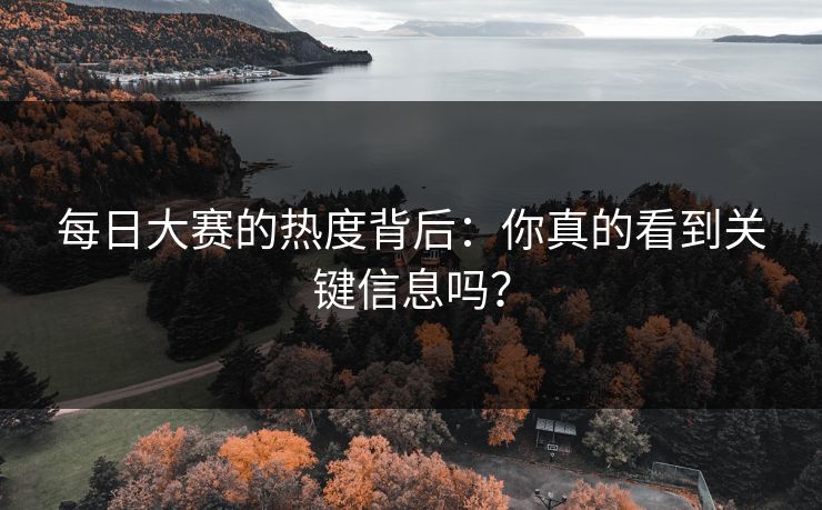 每日大赛的热度背后：你真的看到关键信息吗？