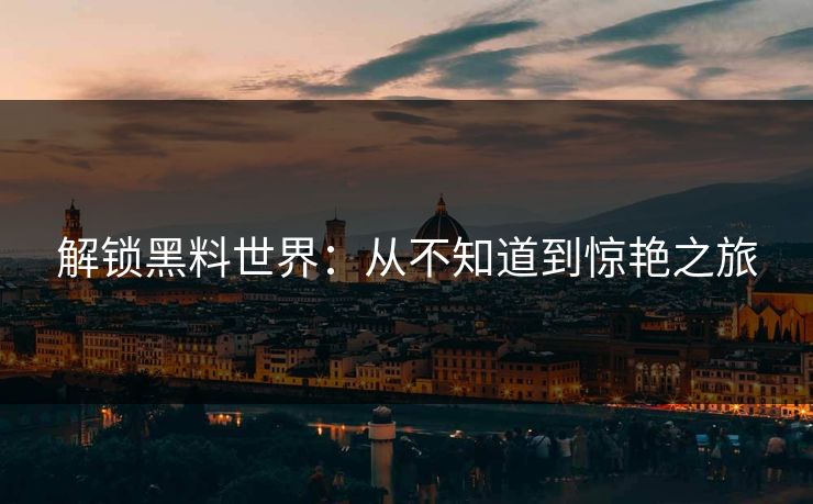 解锁黑料世界：从不知道到惊艳之旅