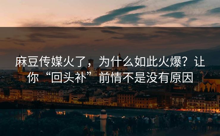 麻豆传媒火了,为什么如此火爆?让你“回头补”前情不是没有原因 麻豆传媒火了,为什么如此火爆?让你“回头补”前情不是没有原因